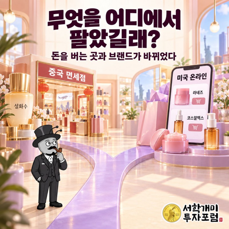 아모레퍼시픽의 두 갈래 브랜드와 세 갈래 판매 경로(국내 39%·면세 13%·해외 48%)