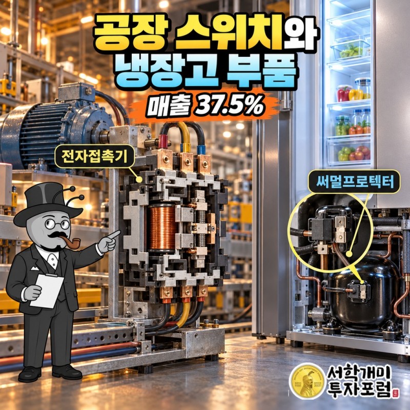 전자접촉기와 냉장고용 써멀프로텍터가 공장 설비와 냉장고에 들어가는 모습