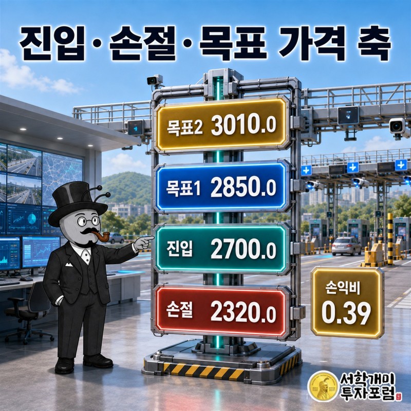 에스디시스템 진입  손절  목표1  목표2 을 표시한 가격 축