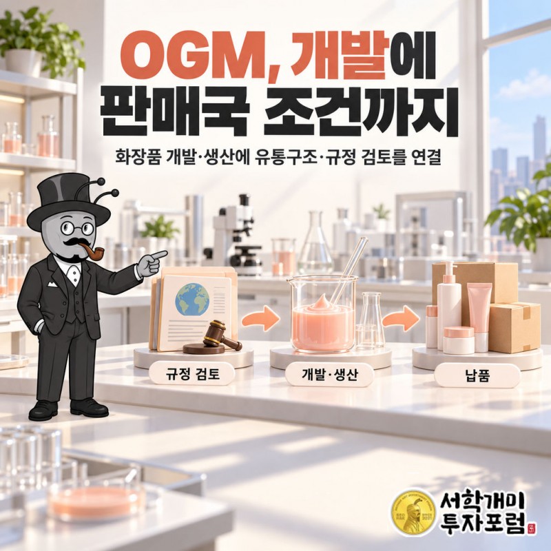 코스메카코리아의 매출·영업이익·순이익을 전년과 비교하는 장면