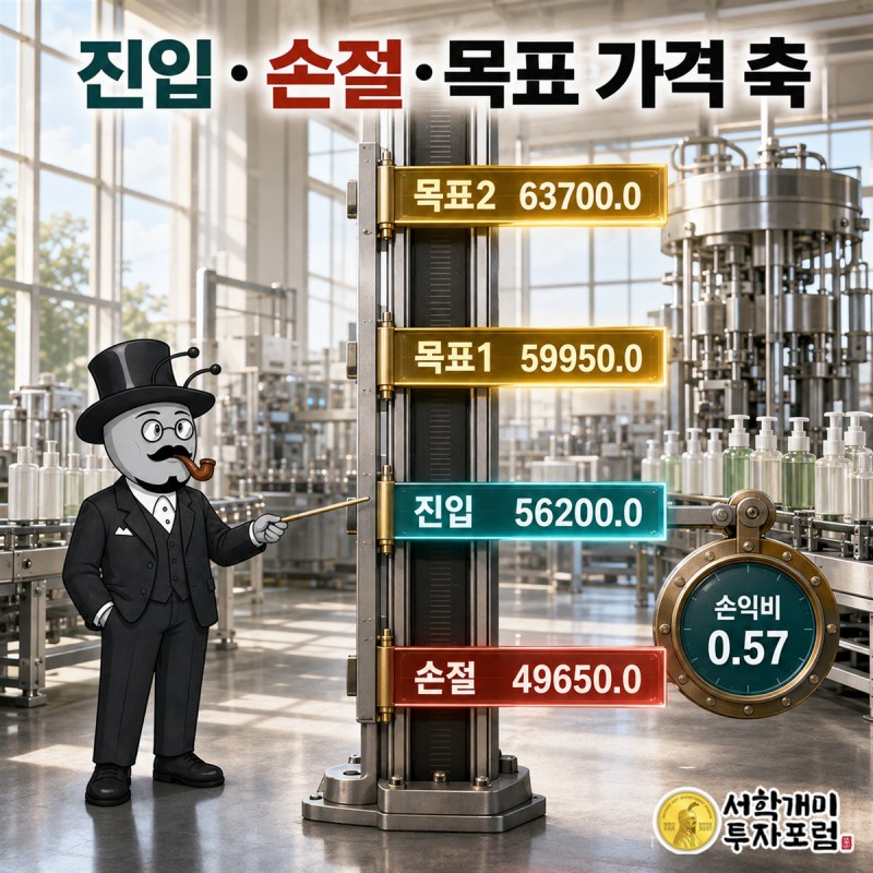 펌텍코리아 진입  손절  목표1  목표2 을 표시한 가격 축