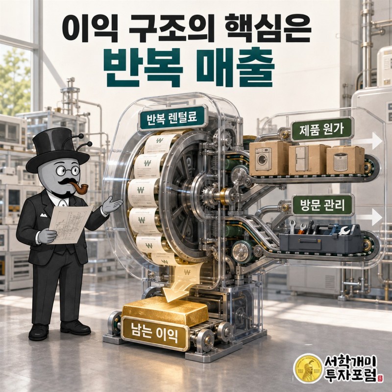 판매 매출과 반복 이용료가 비용을 거쳐 이익으로 이어지는 핵심 구조