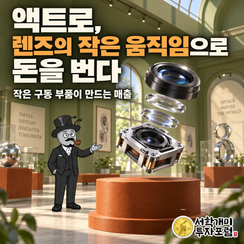 액트로의 카메라 구동 부품과 사진 촬영 순간을 연결한 표지