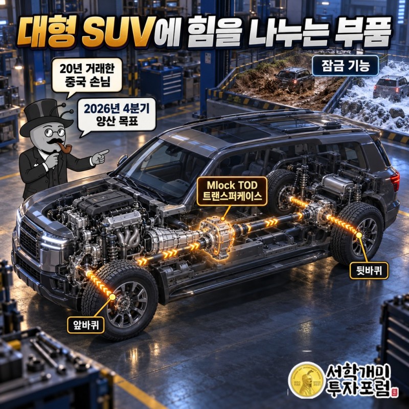중국 풀사이즈 SUV에 들어가는 Mlock TOD 트랜스퍼케이스가 앞뒤 바퀴로 힘을 나누는 구조, 20년 거래 손님과 2026년 4분기 양산