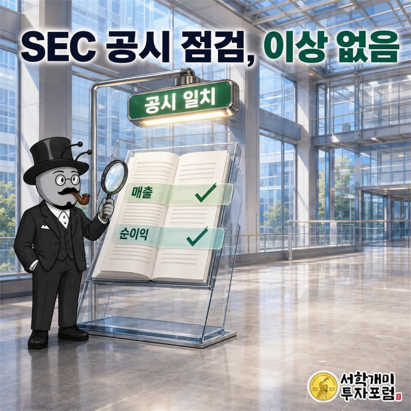 CME그룹의 SEC 공시에서 실적 세 항목과 별도 경고 유무를 차례로 살피고 서로 어긋나는 내용이 없는지 점검하는 장면