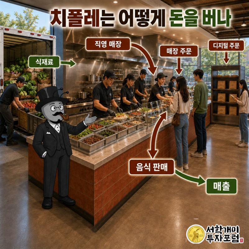 고객 주문이 매출이 되고 비용을 거쳐 이익으로 남는 치폴레의 돈 흐름