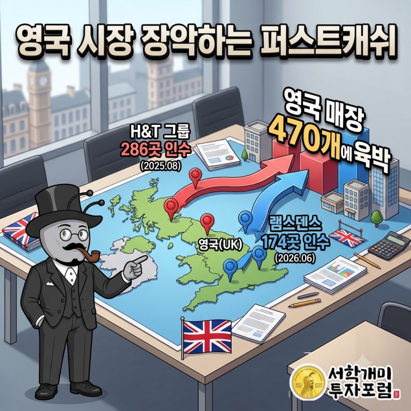 H&T 그룹 286곳과 램스덴스 174곳을 합쳐 470개에 가까워지는 퍼스트캐쉬 영국 전당포 매장