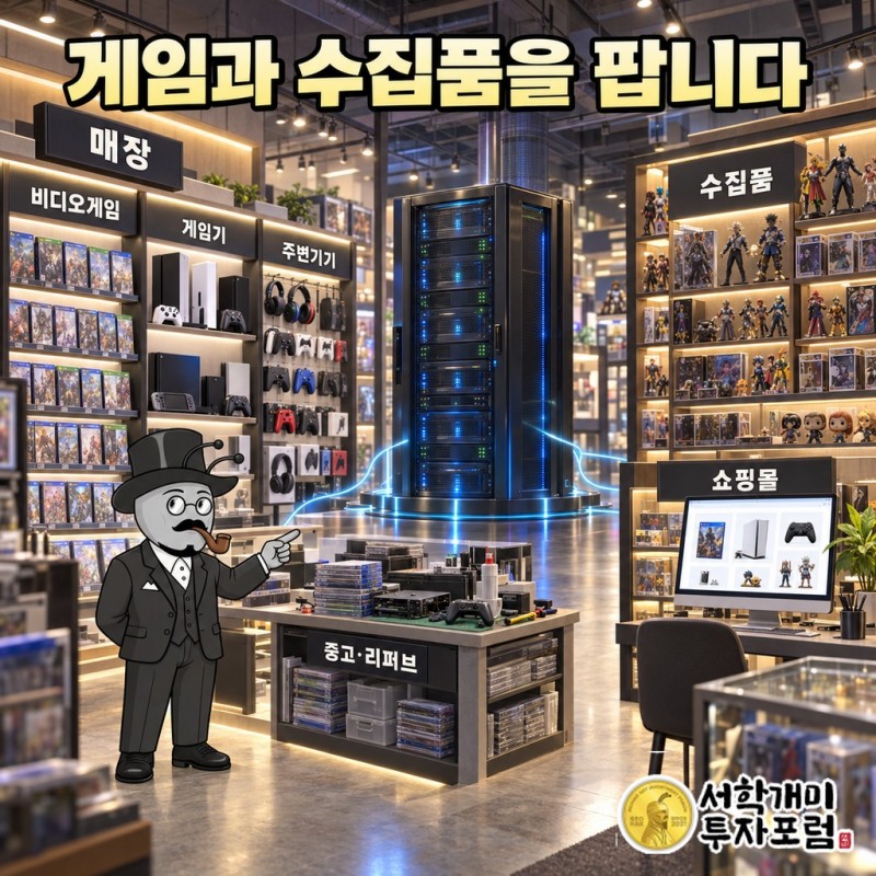 게이머와 수집가가 매장과 gamestop.com에서 게임, 게임기, 수집품을 사는 게임스톱 매출 구조