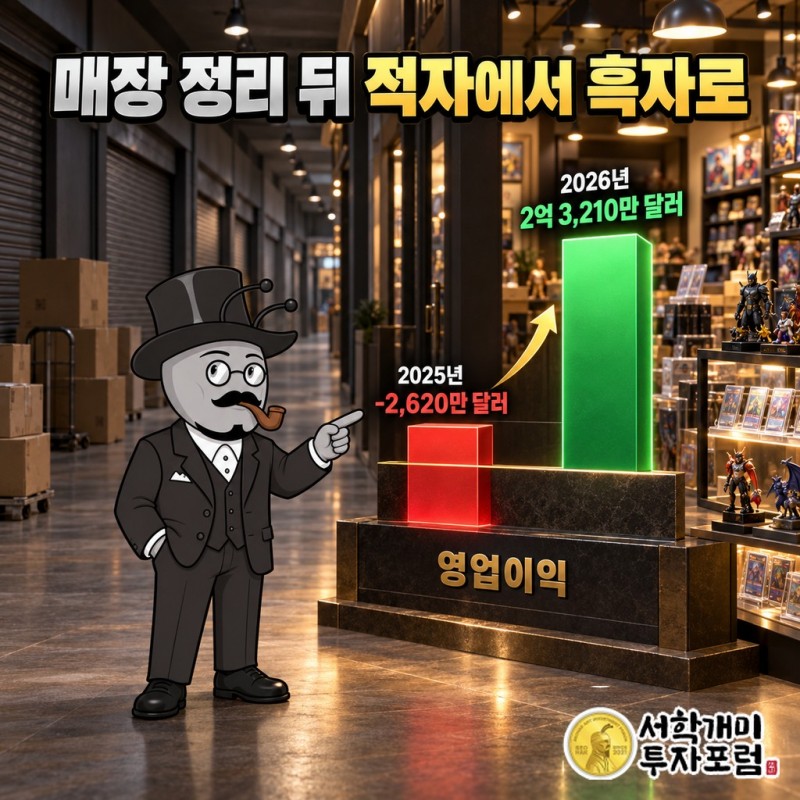 게임스톱이 2년 연속 매장을 닫은 뒤 영업이익이 적자에서 흑자로 돌아선 흐름