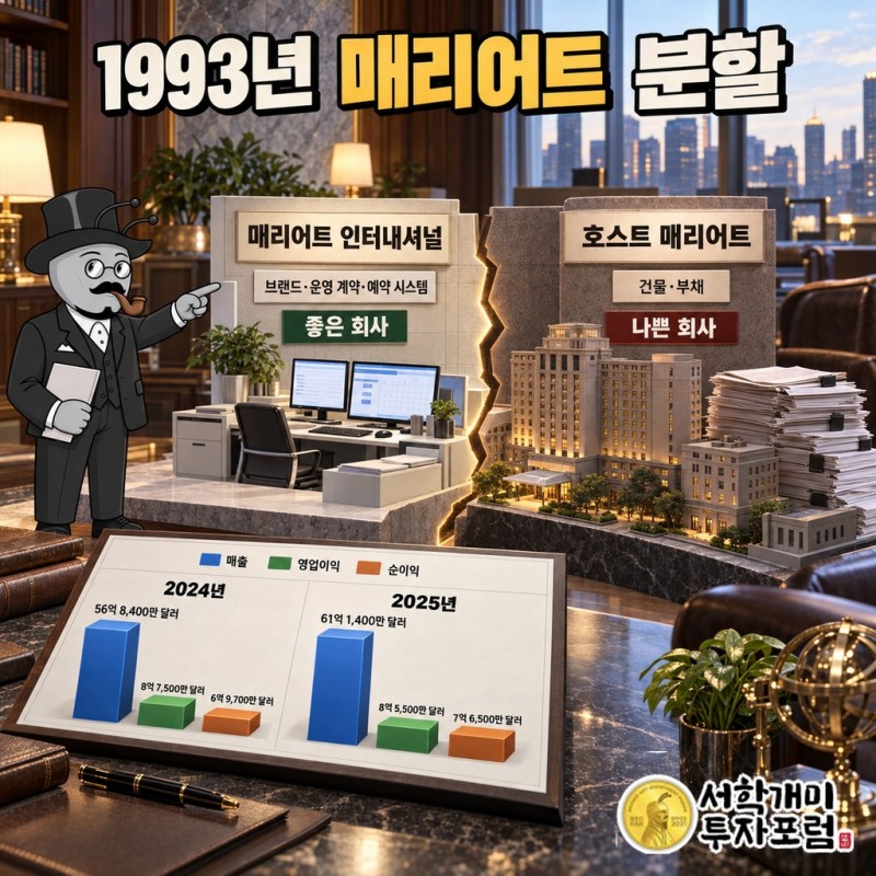 1993년 매리어트가 브랜드 쪽 회사와 건물·부채 쪽 회사로 나뉜 분할 구조