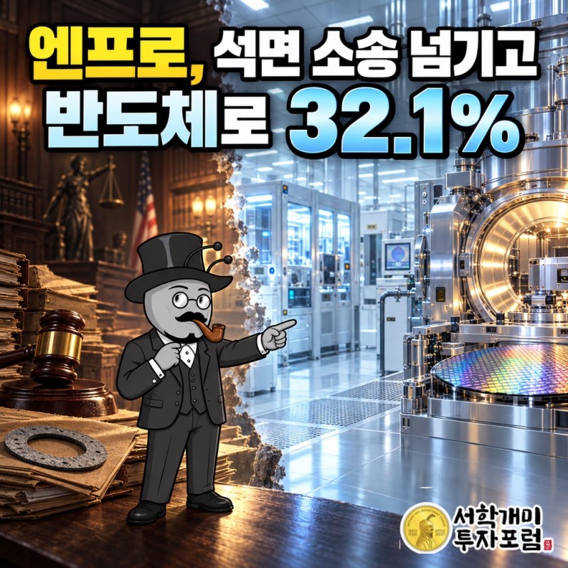 엔프로가 석면 소송을 넘기고 매출 32.1%를 반도체에서 내는 모습을 담은 커버