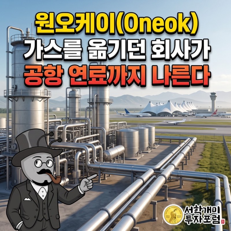 천연가스 처리 시설과 공항으로 향하는 정제유 배관으로 원오케이의 사업 확장을 설명하는 장면