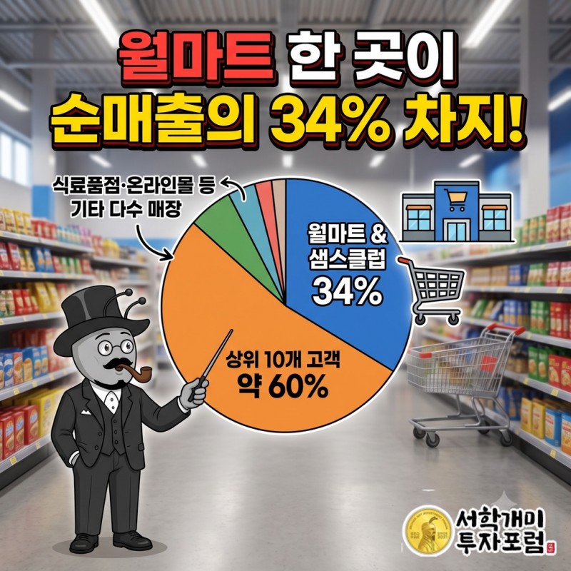 스머커 순매출에서 월마트가 34%, 상위 10개 고객이 약 60%를 차지하는 모습