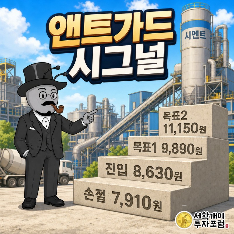 진입 , 손절 , 목표1 , 목표2 이 계단형으로 배치된 앤트가드 시그널 네 숫자
