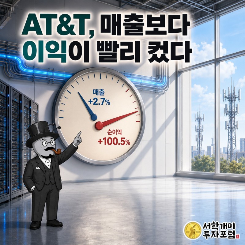 매출과 영업이익, 순이익이 함께 늘어난 AT&T를 담은 커버 일러스트